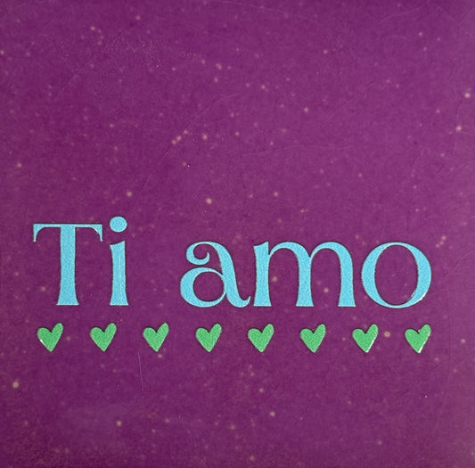 Quote tegeltje 'ti amo' lila/warmblauw (mint)