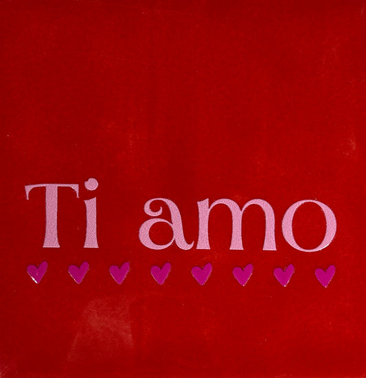 Quote tegeltje 'ti amo' rood/warmroze (knalroze)